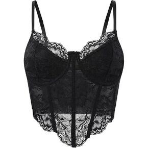 Women's Bustier Lace V Neck Cami Crop Corset Top