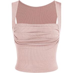 CIDER Solid Ruched Square Neck Crop Top