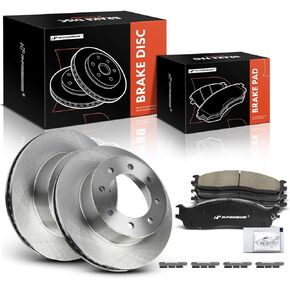 A-Premium 13.90 inch (353.00mm) Front Vented Disc Brake Rotors + Ceramic Pads Kit Compatible with Select Dodge Models - Ram 1500 2006-2008, Ram 2500 2003-2008, Ram 3500 2003-2008, 6-PC Set
