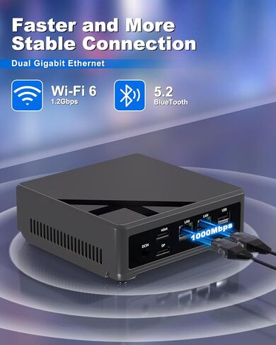 كمبيوتر مكتبي صغير، كمبيوتر مكتبي صغير N100 NUC مع شاشة ثلاثية 4K، إيثرنت جيجابت مزدوج، ذاكرة وصول عشوائي 16 جيجابايت، 512 جيجابايت SSD، واي فاي 6، بلوتوث 5.2، أجهزة كمبيوتر صغيرة للأعمال والمصممين والمسرح المنزلي in Kuwait