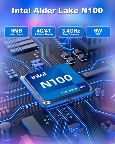 كمبيوتر مكتبي صغير، كمبيوتر مكتبي صغير N100 NUC مع شاشة ثلاثية 4K، إيثرنت جيجابت مزدوج، ذاكرة وصول عشوائي 16 جيجابايت، 512 جيجابايت SSD، واي فاي 6، بلوتوث 5.2، أجهزة كمبيوتر صغيرة للأعمال والمصممين والمسرح المنزلي in Kuwait