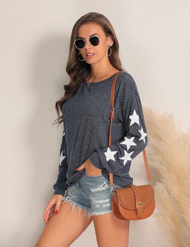 Blooming Jelly Womens Knit Pullover Sweaters Crewneck Long Sleeve Star Print Lightweight Cute Top in Kuwait