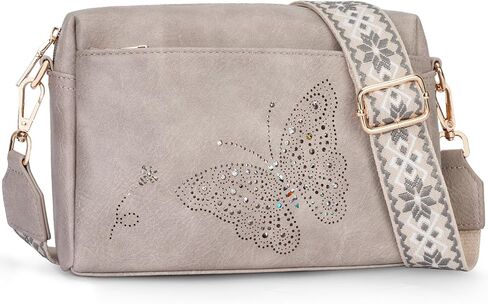 Crossbody Bags for Women, Vegan Leather Small Crossbody Purses Butterfly Shoulder Handbags with Wide Strap in Kuwait