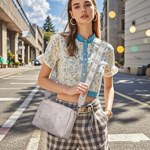 Crossbody Bags for Women, Vegan Leather Small Crossbody Purses Butterfly Shoulder Handbags with Wide Strap in Kuwait