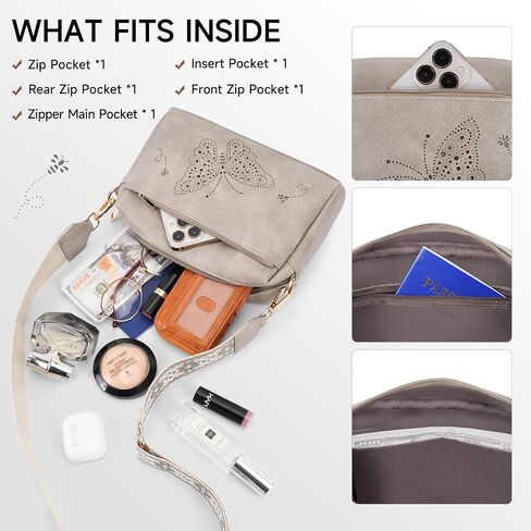 Crossbody Bags for Women, Vegan Leather Small Crossbody Purses Butterfly Shoulder Handbags with Wide Strap in Kuwait