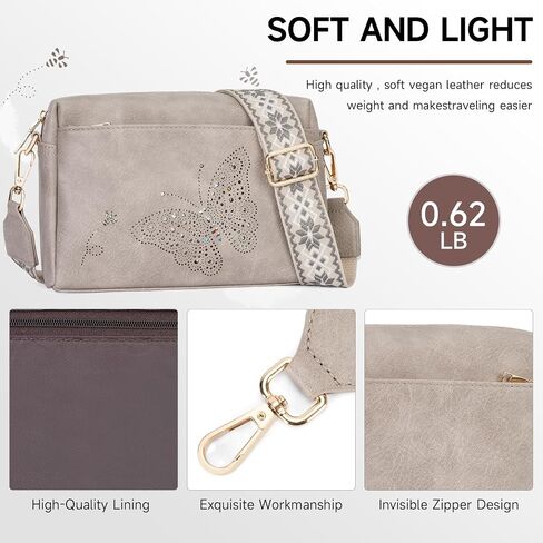 Crossbody Bags for Women, Vegan Leather Small Crossbody Purses Butterfly Shoulder Handbags with Wide Strap in Kuwait