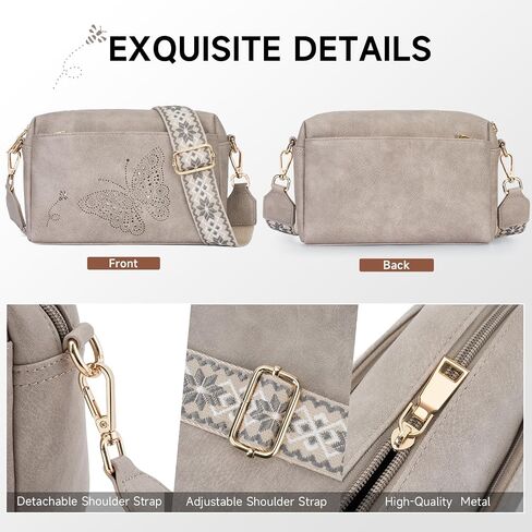 Crossbody Bags for Women, Vegan Leather Small Crossbody Purses Butterfly Shoulder Handbags with Wide Strap in Kuwait