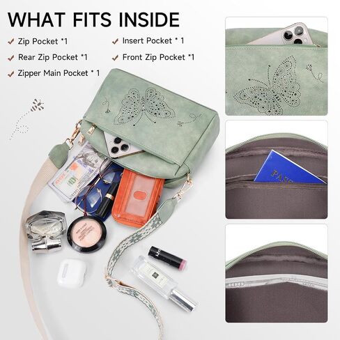 Crossbody Bags for Women, Vegan Leather Small Crossbody Purses Butterfly Shoulder Handbags with Wide Strap in Kuwait