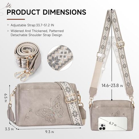 Crossbody Bags for Women, Vegan Leather Small Crossbody Purses Butterfly Shoulder Handbags with Wide Strap in Kuwait