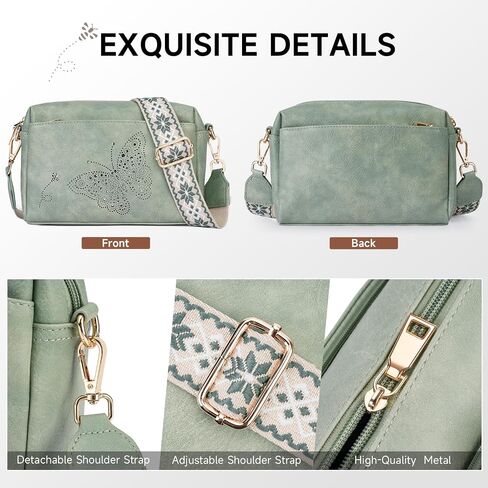 Crossbody Bags for Women, Vegan Leather Small Crossbody Purses Butterfly Shoulder Handbags with Wide Strap in Kuwait