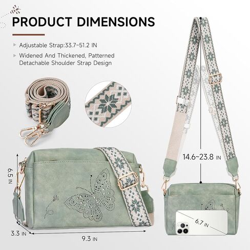 Crossbody Bags for Women, Vegan Leather Small Crossbody Purses Butterfly Shoulder Handbags with Wide Strap in Kuwait
