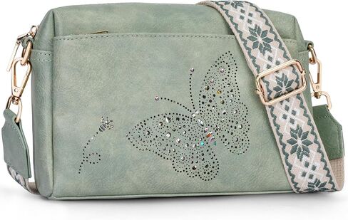 Crossbody Bags for Women, Vegan Leather Small Crossbody Purses Butterfly Shoulder Handbags with Wide Strap in Kuwait
