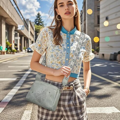 Crossbody Bags for Women, Vegan Leather Small Crossbody Purses Butterfly Shoulder Handbags with Wide Strap in Kuwait