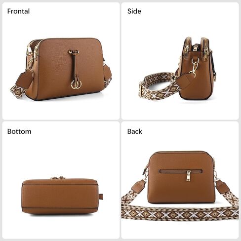 Triple Zip Small Crossbody Bags for Women Vegan Leather Purses Shoulder Handbags,Wide Strap Cell Phone Purse in Saudi Arabia