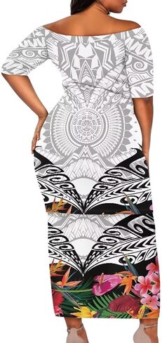 Polynesian Tribal Samoa Puletasi Set Dress Puletaha Ladies Off Shoulder Top and Skirts 2 Pcs Skirt Set Dress in Kuwait