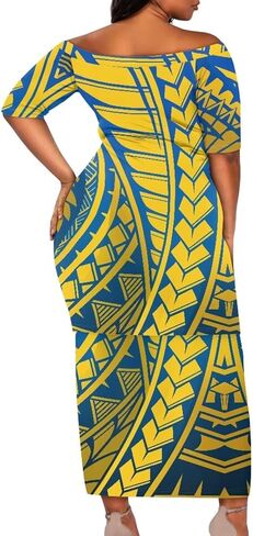 Polynesian Tribal Samoa Puletasi Set Dress Puletaha Ladies Off Shoulder Top and Skirts 2 Pcs Skirt Set Dress in Kuwait