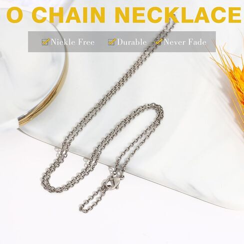 TGNEL 2.3mm 3.5mm Pure Titanium O Link Chain Rolo Cable Necklace for Women Men Sensitive Skin, Hypoallergenic Thin Round Chains for Pendant 22'' 24'' in Saudi Arabia