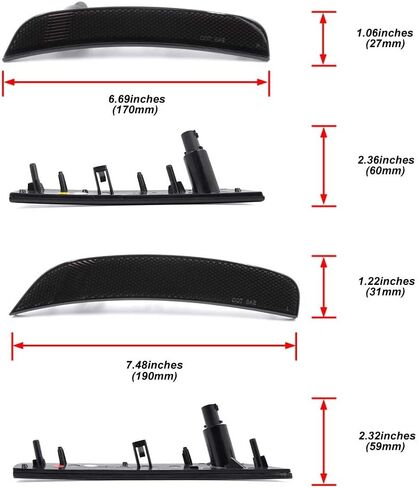 Side Marker Lights for Fiat 500 2012-2017 500e 2013-2019 Sport Models Only Amber Front/Rear Red Halogen Bulbs Turn signal Marker lights Replace OEM Bumper Sidemarker Lamps Smoked Lens in Kuwait
