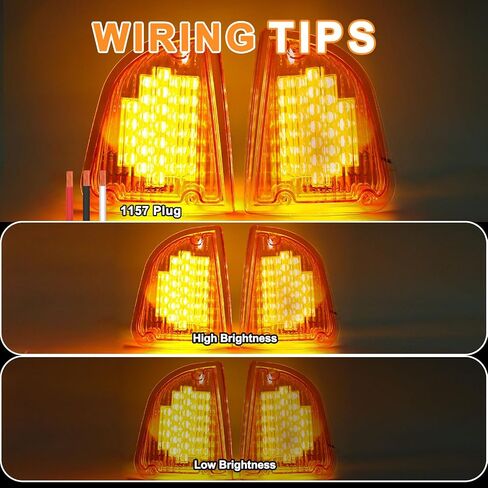 Clear Lens 29 Amber LED Front P/T/C Light Assembly Replacement for Kenworth T600 T660 K300 T300 T330 Front LED Turn Signal Lights and Parking Lights Lamps, LH & RH, 1157 Plug in Saudi Arabia