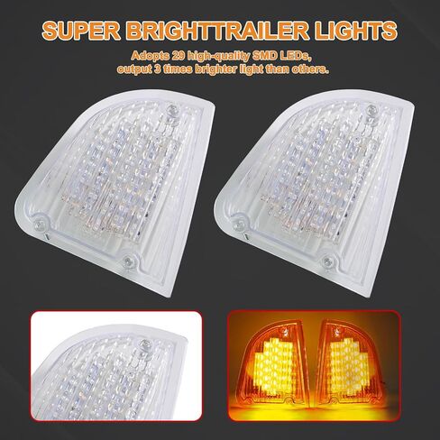 Clear Lens 29 Amber LED Front P/T/C Light Assembly Replacement for Kenworth T600 T660 K300 T300 T330 Front LED Turn Signal Lights and Parking Lights Lamps, LH & RH, 1157 Plug in Saudi Arabia