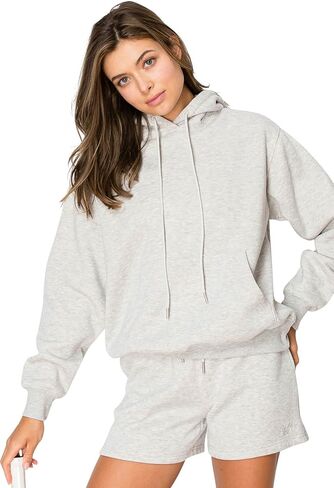 Cali1850 Women's Cloud Nine Fleece Pullover Hoodie – Relaxed Boyfriend Fit, Double-Layer Hood, Ribbed Cuffs and Hem in Kuwait