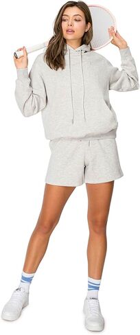 Cali1850 Women's Cloud Nine Fleece Pullover Hoodie – Relaxed Boyfriend Fit, Double-Layer Hood, Ribbed Cuffs and Hem in Kuwait