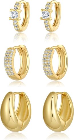 Gold Earrings For Women 14K Gold Hoop Earrings for Women Chunky Trendy Dainty Gold Stud Earrings Set for Women Gold Jewelry in Saudi Arabia