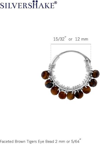 Silvershake صغيرتي 12MMx2MM الخرز الأحجار الكريمة الطبيعية 925 الفضة الاسترليني الحد الأدنى 0.47 بوصة سلك ملفوف O هوب أقراط مجوهرات للنساء أو المراهقين in Saudi Arabia