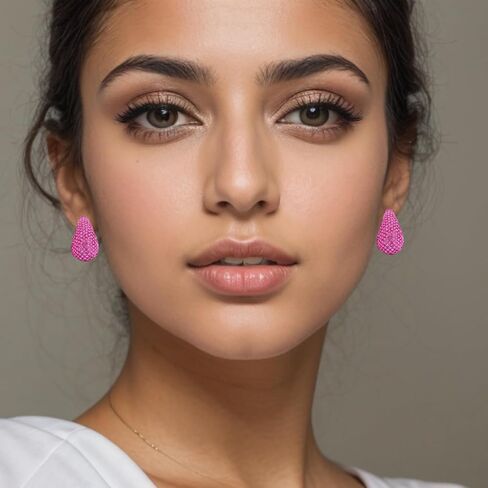 Rhinestone Chunky Hoop Earrings for Women Fairy Fashion Shining Lightweight Manifesto Charming Crystal Droplets Teardrops Dangle Earrings Wedding Bride Bridesmaid Valentine's Day Christmas Jewelry Gifts in Saudi Arabia