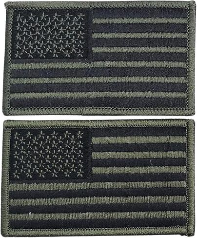 2 Pack Hero's Pride Tactical American Flag Patches - 3-3/8" x 2" Embroidered USA Uniform Emblem Patch - Hook and Loop Designed for Military and Tactical Clothing - Reverse Black USA Flag (2 Pieces) in Kuwait