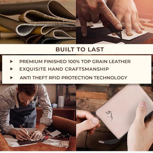 Unisex Real Leather RFID Blocking Keyring Card Holder Pouch Wallet with Card Holders, Airtag Holder, 2 FOB Keyring Chain,Car Keys holder in Gift Box in Saudi Arabia