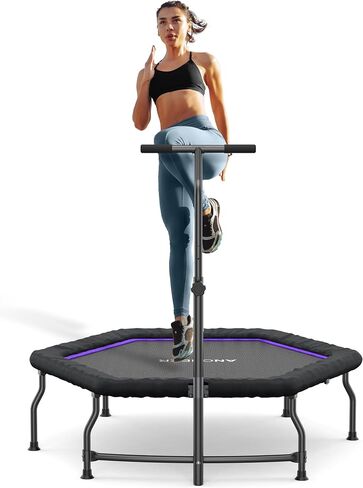 ANCHEER Rebounder Trampoline with Bungees, 50'' Indoor Trampoline for Adults 550 lbs. Max Load Springless Trampoline for Adults (Black) in Kuwait