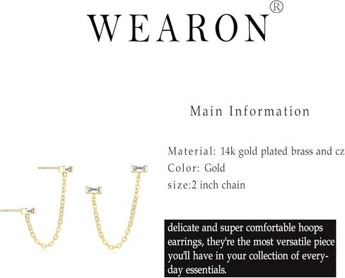 أقراط WEARON للنساء مطلية بالذهب عيار 14 قيراط مجوهرات أذن صغيرة بسيطة لا تسبب الحساسية in Kuwait