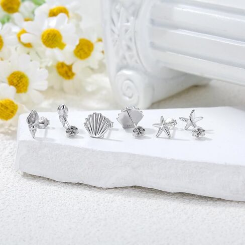 3 Pairs 925 Sterling Silver Stud Earrings Set Earrings for Women in Kuwait
