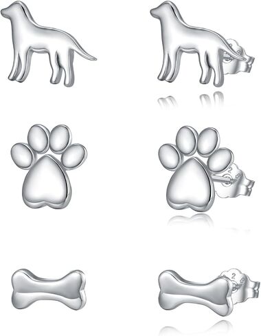 3 Pairs 925 Sterling Silver Stud Earrings Set Earrings for Women in Kuwait