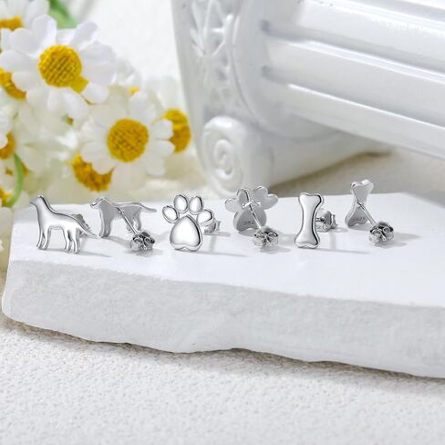 3 Pairs 925 Sterling Silver Stud Earrings Set Earrings for Women in Kuwait