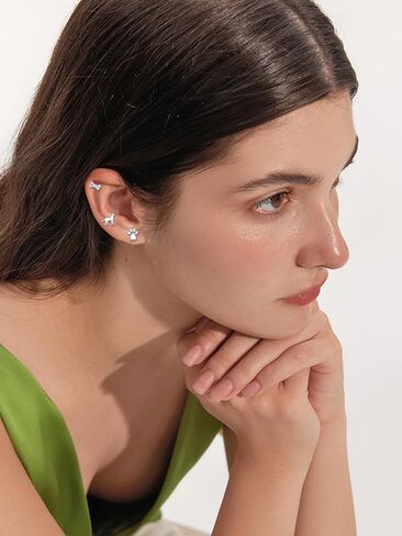 3 Pairs 925 Sterling Silver Stud Earrings Set Earrings for Women in Kuwait