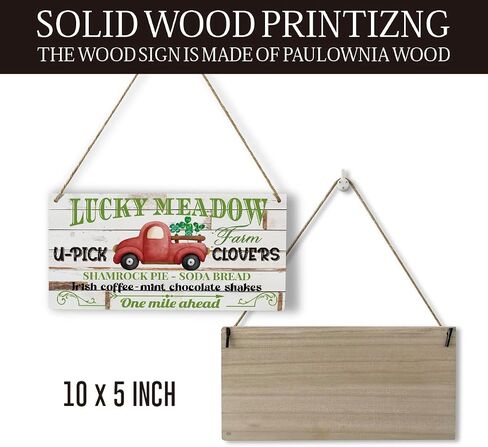 HTBIG Rustic St Patricks Day Decorations Wood Wall Art Wall Hanging Decor St Patricks Day Accessories Irish Blessing Shamrock Truck Wooden Decorative Plaque Sign for Home Farmhouse Lucky Clovers Sign in Kuwait