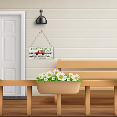 HTBIG Rustic St Patricks Day Decorations Wood Wall Art Wall Hanging Decor St Patricks Day Accessories Irish Blessing Shamrock Truck Wooden Decorative Plaque Sign for Home Farmhouse Lucky Clovers Sign in Kuwait