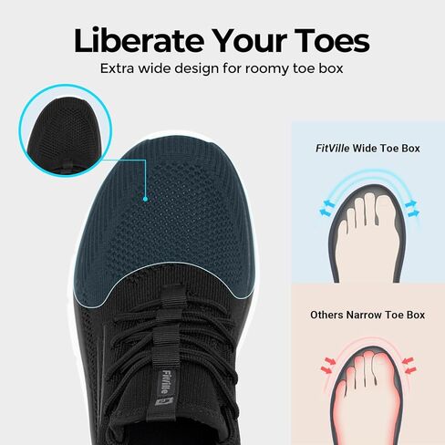 FitVille Men's Wide Walking Shoes Athletic Sneakers Lightweight Workout Slip-on Shoes for Hands Free - Cloud Strider V1 in Kuwait