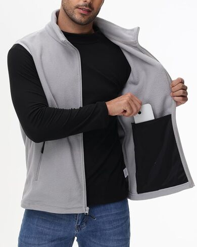 JIHUILAI Mens Lightweight Vest Polar Fleece Zip Up Jacket Sleeveless Casual Vest For Men Warm Golf Vest With Zipper Pockets in Kuwait
