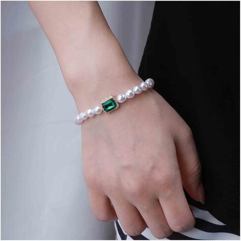 البوهيمي الزمرد ساحة أساور خمر اللؤلؤ سوار الأخضر كريستال سوار سلسلة اليد هندسية الأخضر حجر الراين أساور الذهب تبديل شريط سوار مجوهرات للنساء in Kuwait