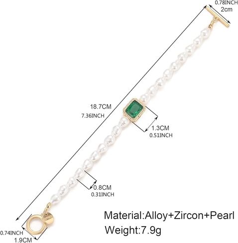 البوهيمي الزمرد ساحة أساور خمر اللؤلؤ سوار الأخضر كريستال سوار سلسلة اليد هندسية الأخضر حجر الراين أساور الذهب تبديل شريط سوار مجوهرات للنساء in Kuwait