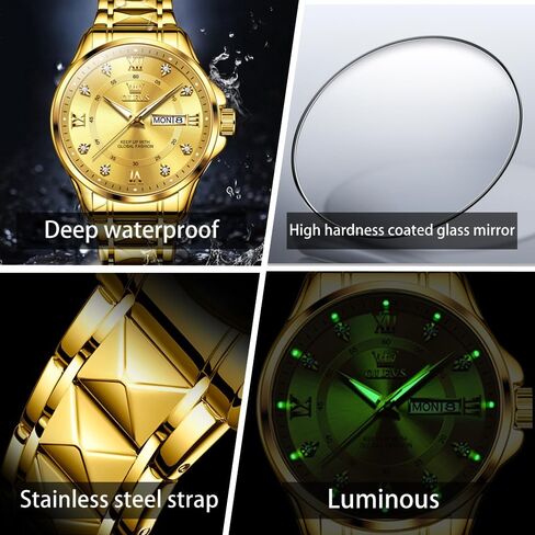 ساعات OLEVS الذهبية للرجال الفاخرة ذات الوجه الكبير للرجال ساعات رسمية من الفولاذ المقاوم للصدأ مقاومة للماء للرجال ساعات تناظرية لليوم والتاريخ سوار قابل للتعديل ساعة عمل كلاسيكية للرجال in Kuwait