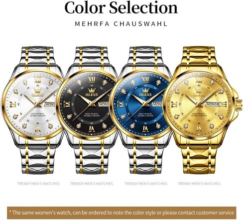 ساعات OLEVS الذهبية للرجال الفاخرة ذات الوجه الكبير للرجال ساعات رسمية من الفولاذ المقاوم للصدأ مقاومة للماء للرجال ساعات تناظرية لليوم والتاريخ سوار قابل للتعديل ساعة عمل كلاسيكية للرجال in Kuwait