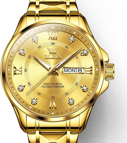 ساعات OLEVS الذهبية للرجال الفاخرة ذات الوجه الكبير للرجال ساعات رسمية من الفولاذ المقاوم للصدأ مقاومة للماء للرجال ساعات تناظرية لليوم والتاريخ سوار قابل للتعديل ساعة عمل كلاسيكية للرجال in Kuwait