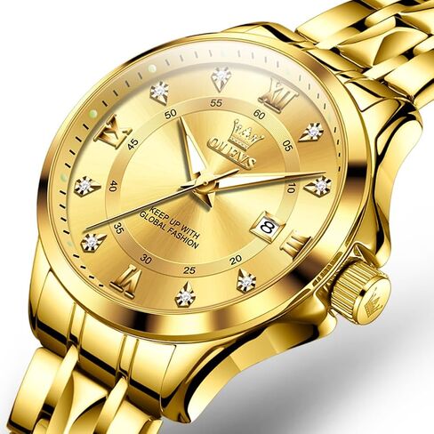 ساعات OLEVS الذهبية للرجال الفاخرة ذات الوجه الكبير للرجال ساعات رسمية من الفولاذ المقاوم للصدأ مقاومة للماء للرجال ساعات تناظرية لليوم والتاريخ سوار قابل للتعديل ساعة عمل كلاسيكية للرجال in Kuwait