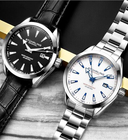 Stuhrling Original Dress Watch for Men Analog Dial with Date Calfskin Leather Band in Kuwait