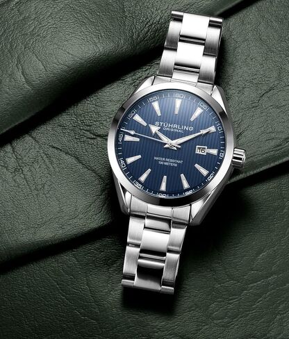 Stuhrling Original Dress Watch for Men Analog Dial with Date Calfskin Leather Band in Kuwait