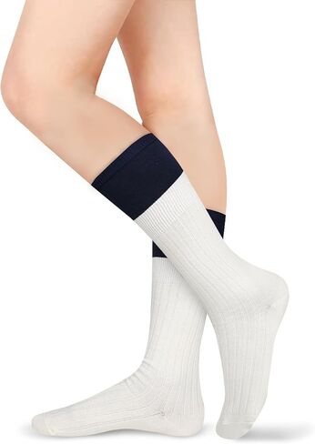 Benefeet Sox Womens Girls Cotton Slouch Socks Solid Color Long Crew Socks Novelty Knee High Casual Socks Athletic Calf Socks in Kuwait